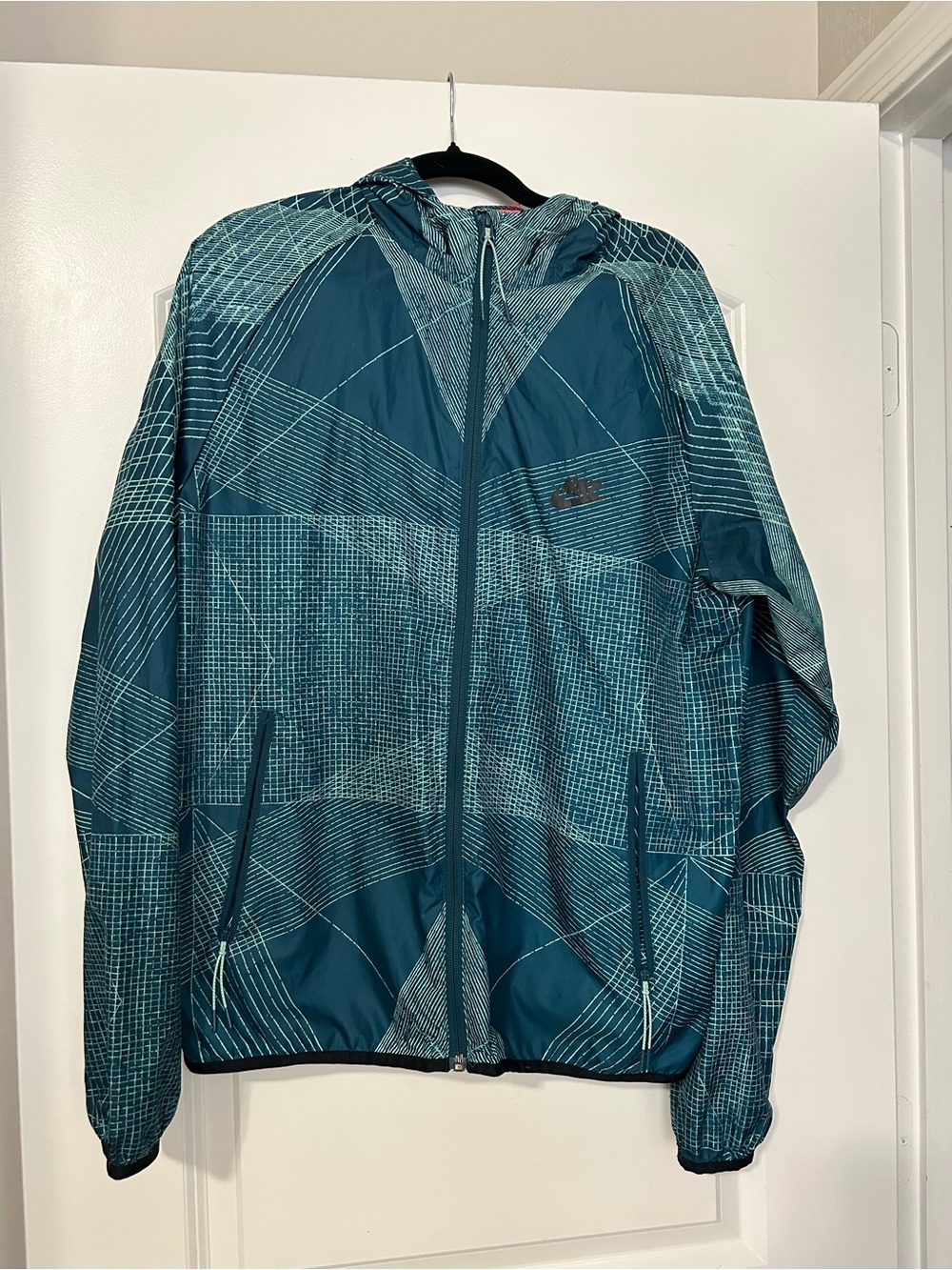 Nike Teal Geometric Windbreaker Jacket